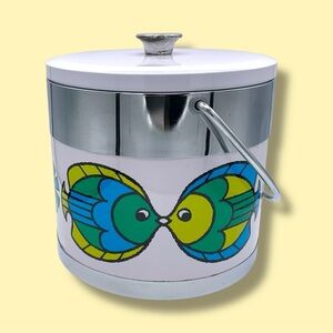Tropical 1960’s Ice Bucket Vintage Chrome